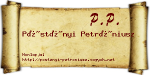 Pöstényi Petróniusz névjegykártya
